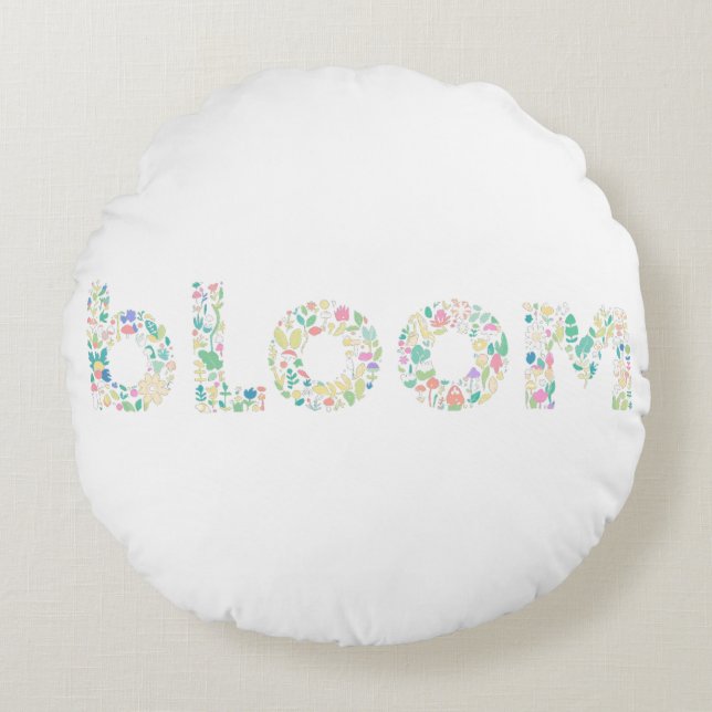 Almofada Redonda “BLOOM Botanical Letter Art Pillow (Frente)
