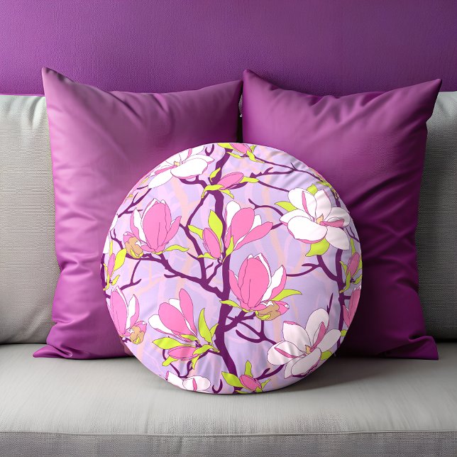 Almofada Redonda Blooming Magnolia Travesseiro redonda (Blooming Magnolia Round Pillow)