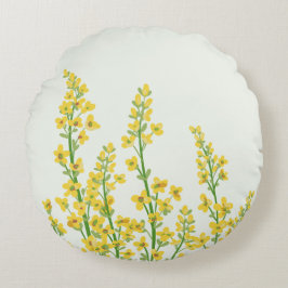 Almofada Redonda Blooms Florais de Citrina Moderna Amarelo