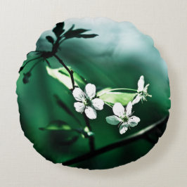 Almofada Redonda Blossomas de Cereja Branca