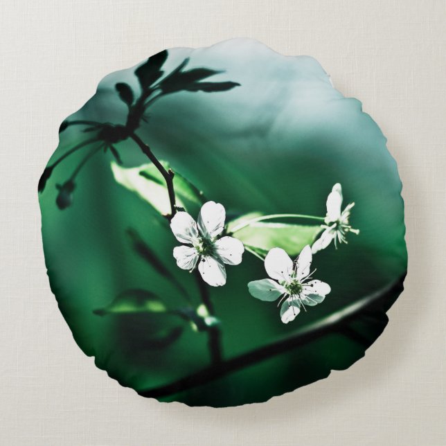 Almofada Redonda Blossomas de Cereja Branca (Verso)