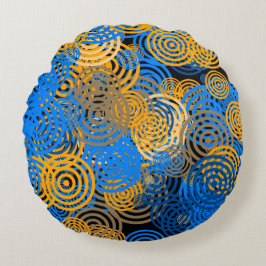 Almofada Redonda Blue and Orange Concentric Circles Round Pillow