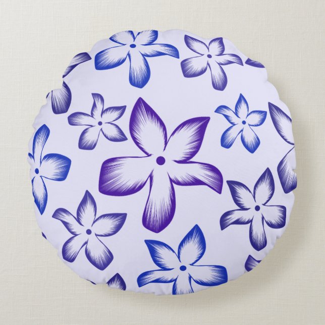 Almofada Redonda Blue And Purple Floral Brushstroke Round Pillow (Frente)