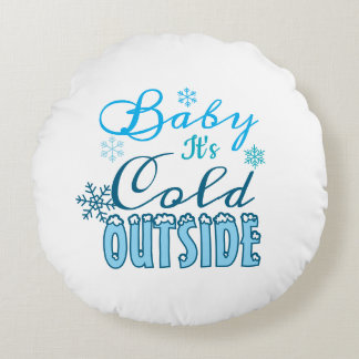 Almofada Redonda Blue Baby It's Cold Outside Winter Snowflak