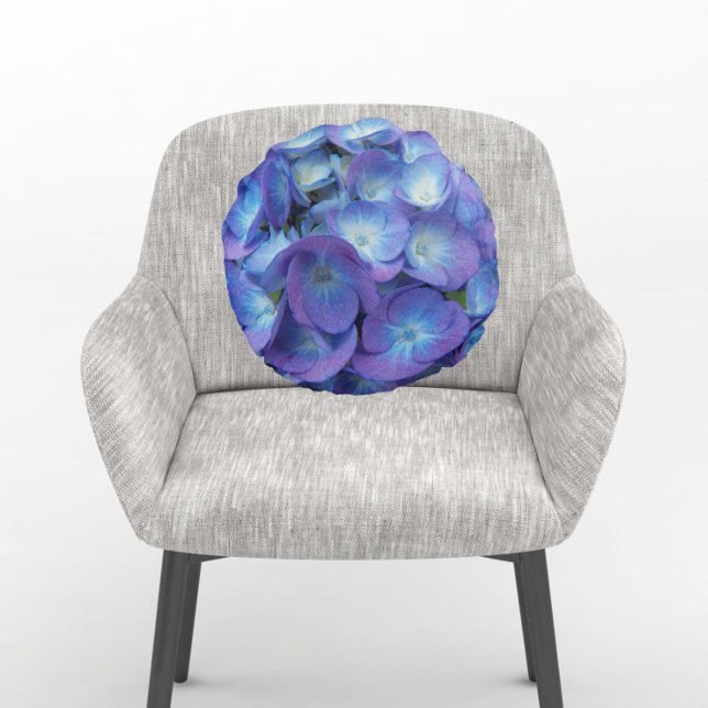 Almofada Redonda Blue Hydrangea Petals Floral (In Situ Chair)