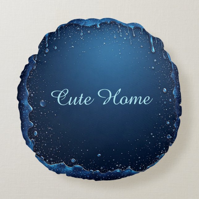 Almofada Redonda Blue Personalized Name Custom Gift (Frente)