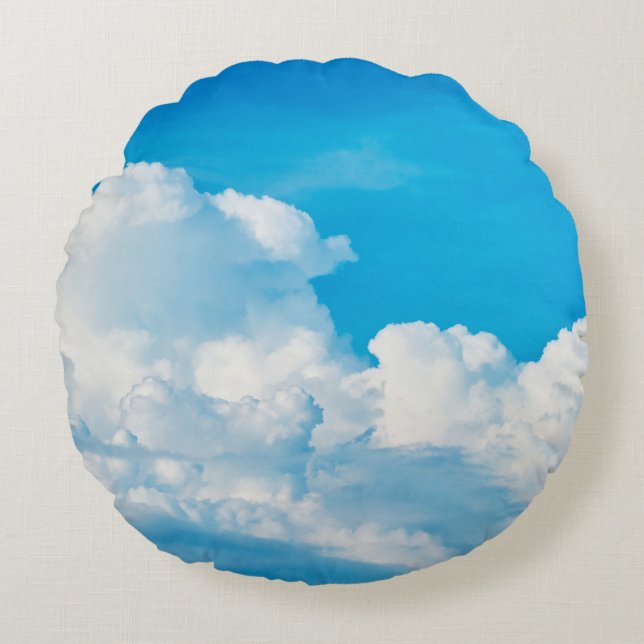 Almofada Redonda Blue sky background clouds white (Frente)