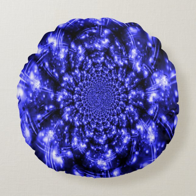 Almofada Redonda Blue Sparkling Lights (Frente)