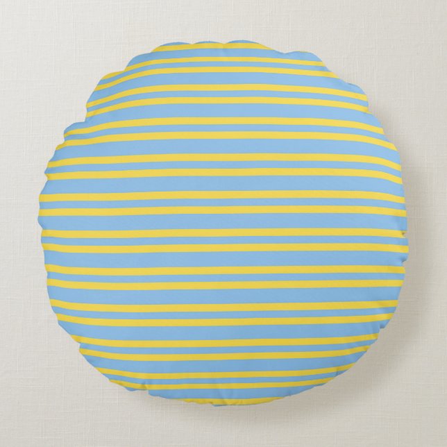 Almofada Redonda Blue Yellow Stripes Seamless Pattern (Frente)