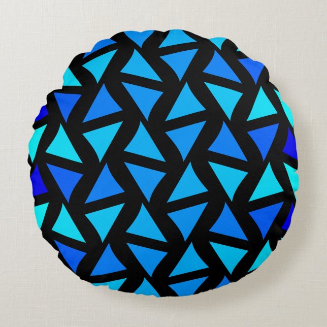 Almofada Redonda Blues de padrão de abstrato (Frente)