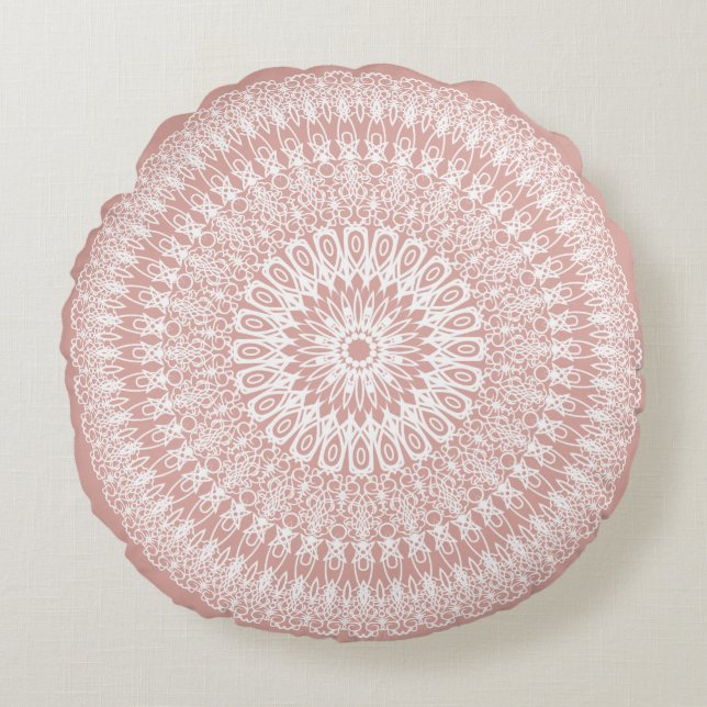Almofada Redonda Blush Boho Mandala (Frente)