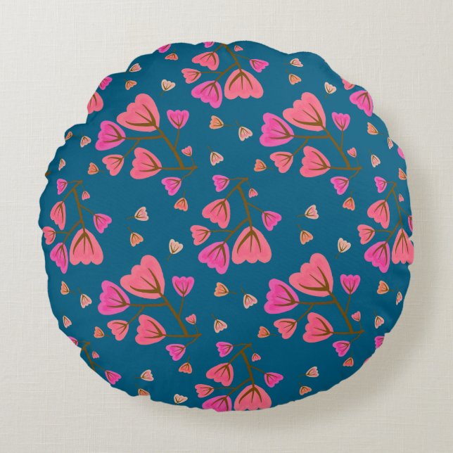 Almofada Redonda Blushing Petals Round Accent Pillow (Frente)