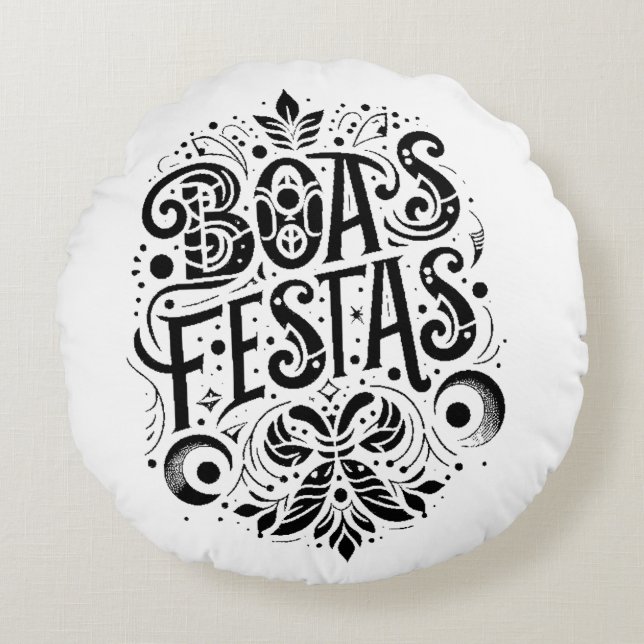 Almofada Redonda Boas Festas (Frente)