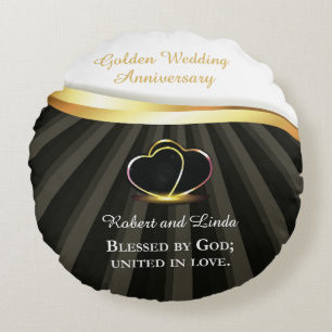 Almofada Redonda Bodas de Ouro 50º Aniversário Religioso de Casamen