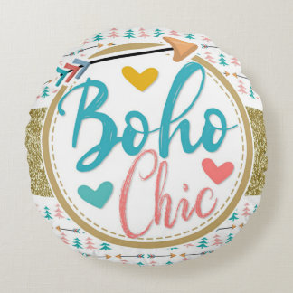 Almofada Redonda Bohemian Arrows Tribal Meninas Chic Berçário