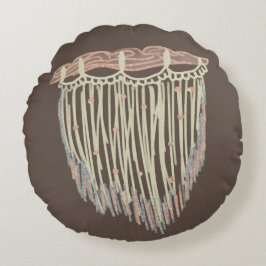 Almofada Redonda Bohemian Macrame Hanging Brown Beige