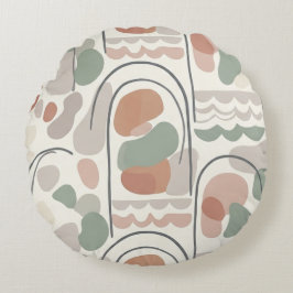 Almofada Redonda Boho Abstract Organic Shape Pillow - Earthy Terrac