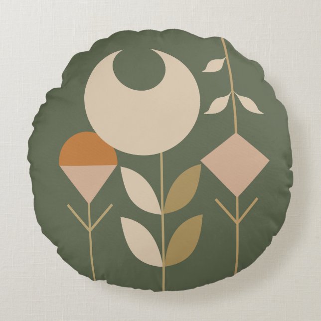 Almofada Redonda Boho Abstrato Lily (Frente)