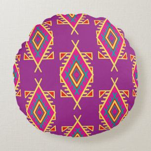 Almofada Redonda Boho Chic: Ornamento Étnico Sem Costura