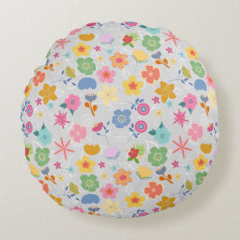 Almofada Redonda Boho Flowers Padrão B01.w LGrey BG