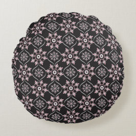 Almofada Redonda Boho Mandala rosa e preto