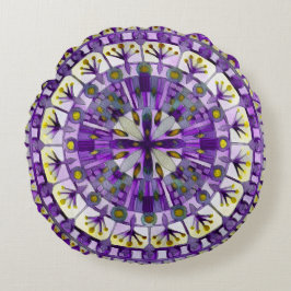 Almofada Redonda Boho Mosaico Azulejo Violet Flame -