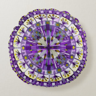 Almofada Redonda Boho Mosaico Azulejo Violet Flame -