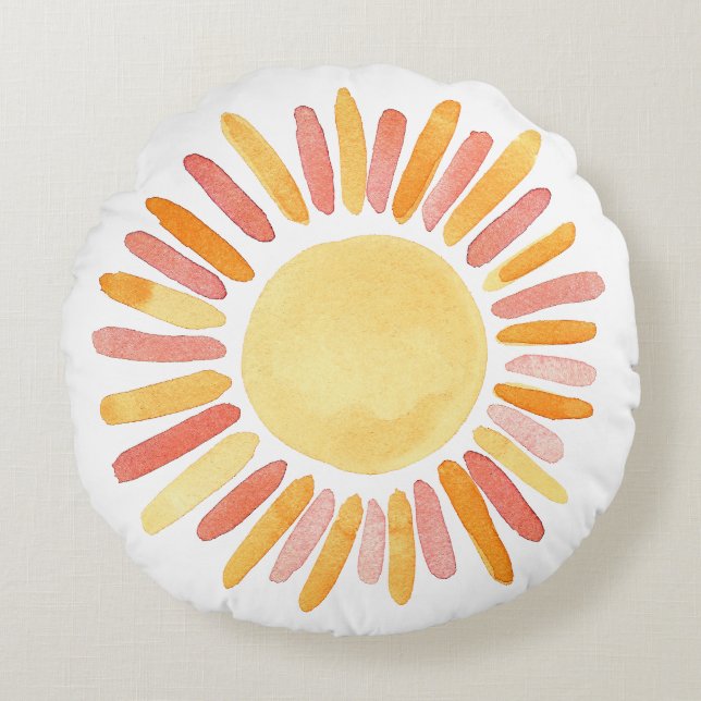 Almofada Redonda Boho Sunshine Watercolor Decor (Frente)