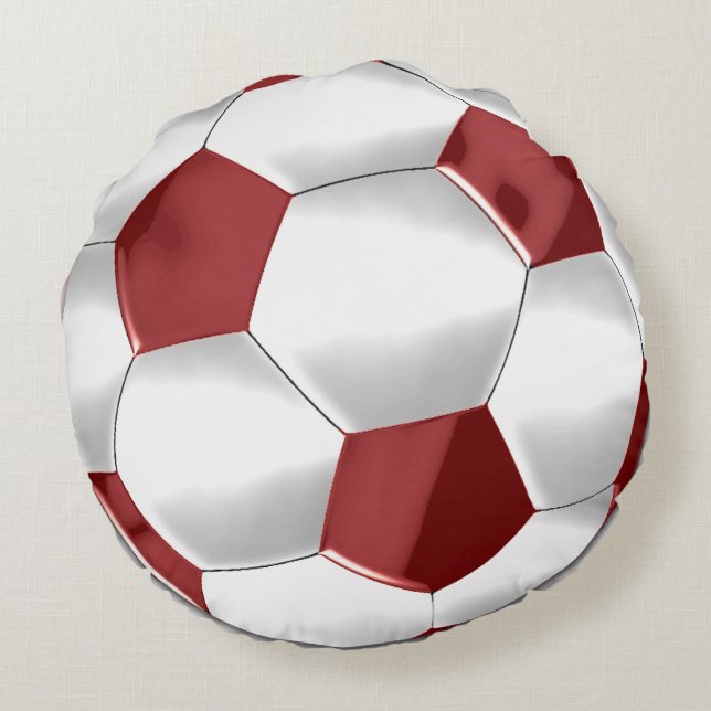 Almofada Redonda Bola de Futebol Vermelho e Branco (Verso)