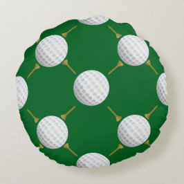 Almofada Redonda Bola de Golfe Personalizável e Tés no Verde