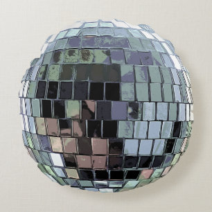Almofada Redonda Bola Disco - Prata