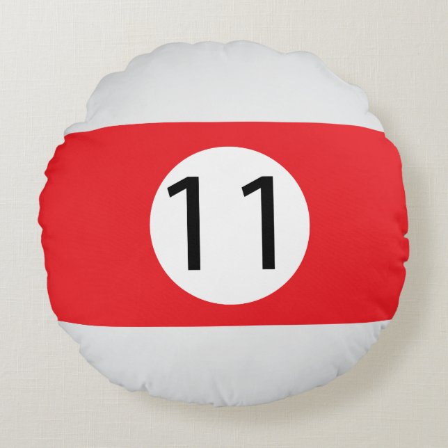 Almofada Redonda Bolas de Bilhar Sólidas e Estripadas #11 Coletar t (Frente)