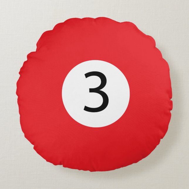 Almofada Redonda Bolas de Bilhar Sólidas e Stripe #3 Colecionam tod (Frente)