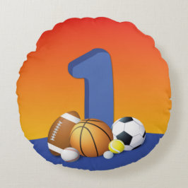Almofada Redonda Bolas de Esporte de primeiro aniversario