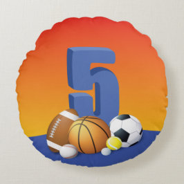 Almofada Redonda Bolas de Esportes de Aniversário 5