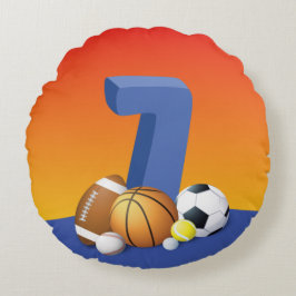Almofada Redonda Bolas de Esportes de Aniversário 7