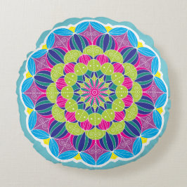 Almofada Redonda Bold Bright Funky Neon Mandala