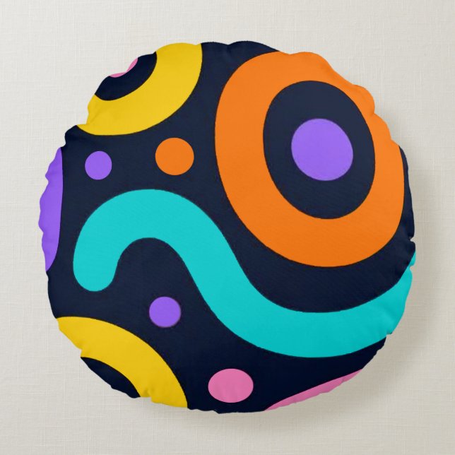 Almofada Redonda Bold Geometric Circles Round Pillow (Frente)