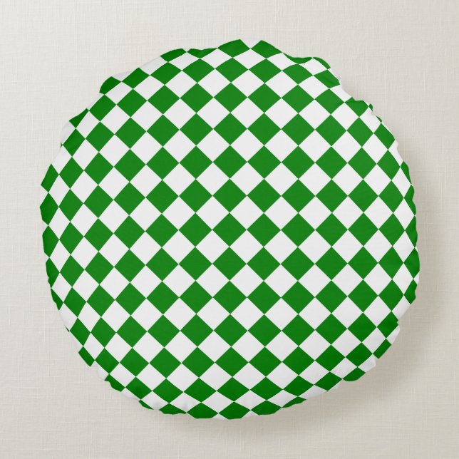 Almofada Redonda Bold Green and White Chevron Pattern 16" (Verso)