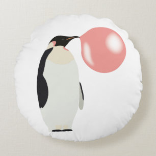Almofada Redonda Bolha Búscula Goma-Bolo Pinguim Soprando Bolha