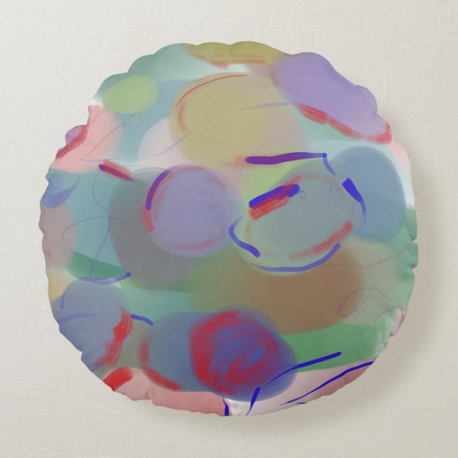 Almofada Redonda bolhas de abstrato (Frente)