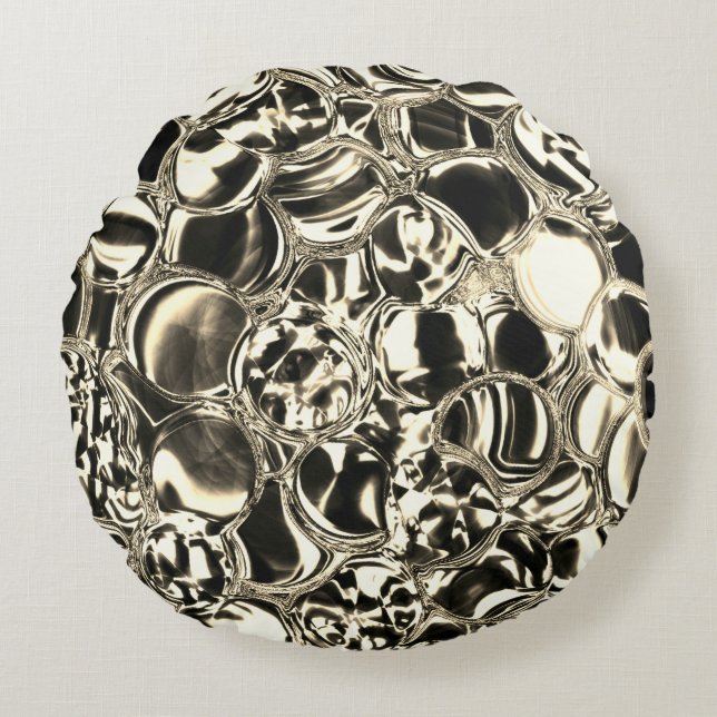 Almofada Redonda Bolhas de ouro ou bolhas de vidro? (Frente)