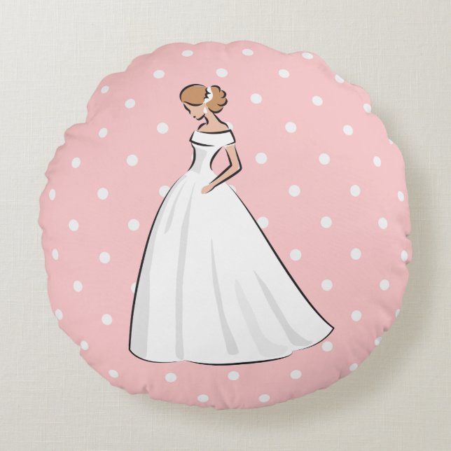 Almofada Redonda Bolinhas do Partido do Casamento Elegante de Vesti (Frente)
