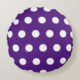 Almofada Redonda Bolinhas geométricas brancas roxas