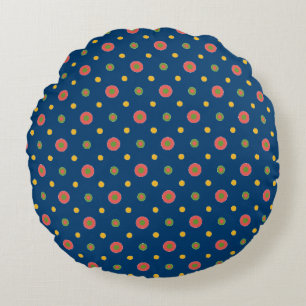 Almofada Redonda Bolinhas Quirky Jumbo no Travesseiro Marinho Azul