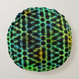 Almofada Redonda Bolinhas verdes e pretas gerando formas, sombra