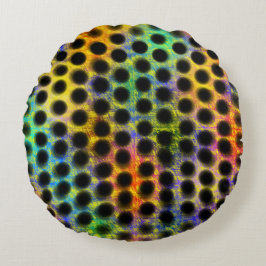 Almofada Redonda Bolsa colorida com bolas pretas e arranhões