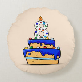 Almofada Redonda Bom dia, 8 anos, Bolo Azul Doce