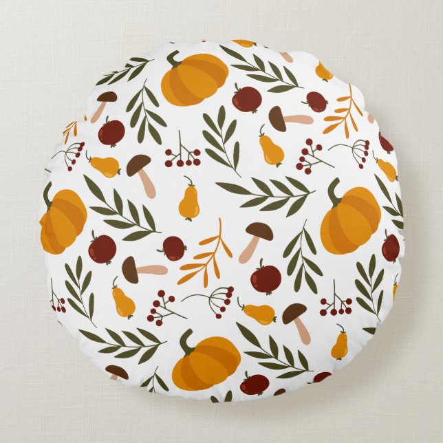 Almofada Redonda Bombas, Pomegranatos e Peras (Frente)