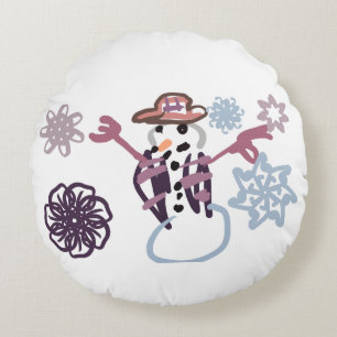 Almofada Redonda Boneco de neve alegria gentil